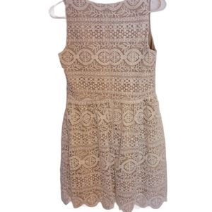 Beige Lace Detailed Dress